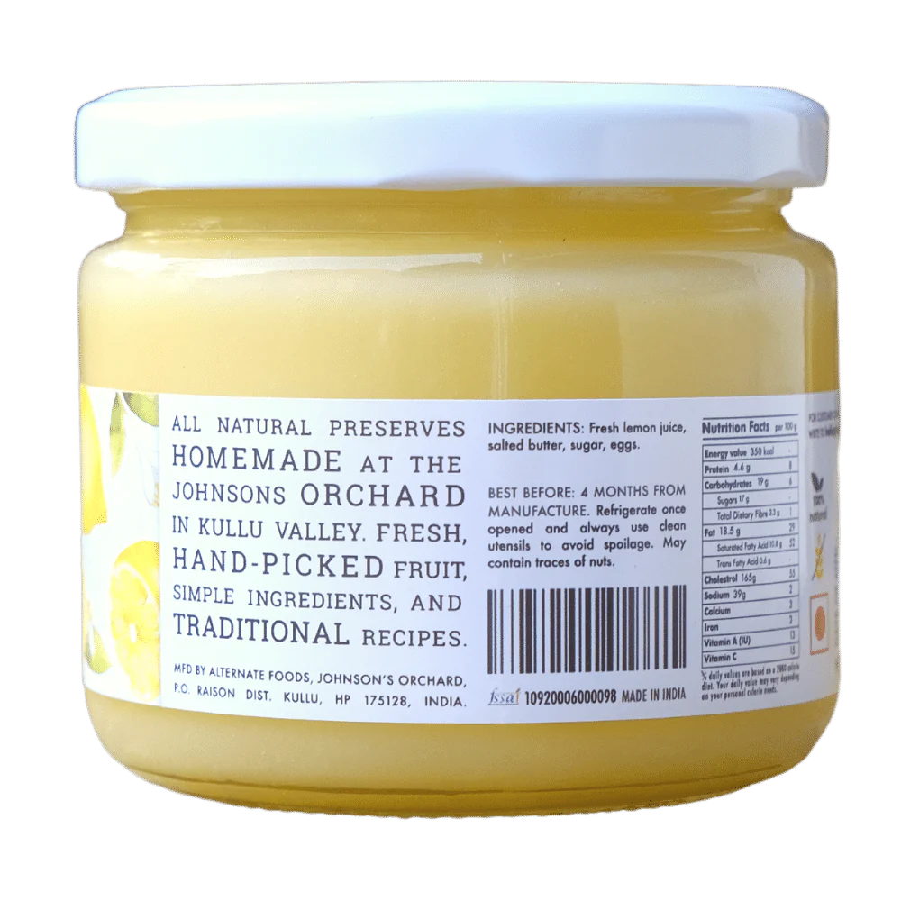 Lemon Curd - 315gms (Contains Egg) | Big Bear Farms