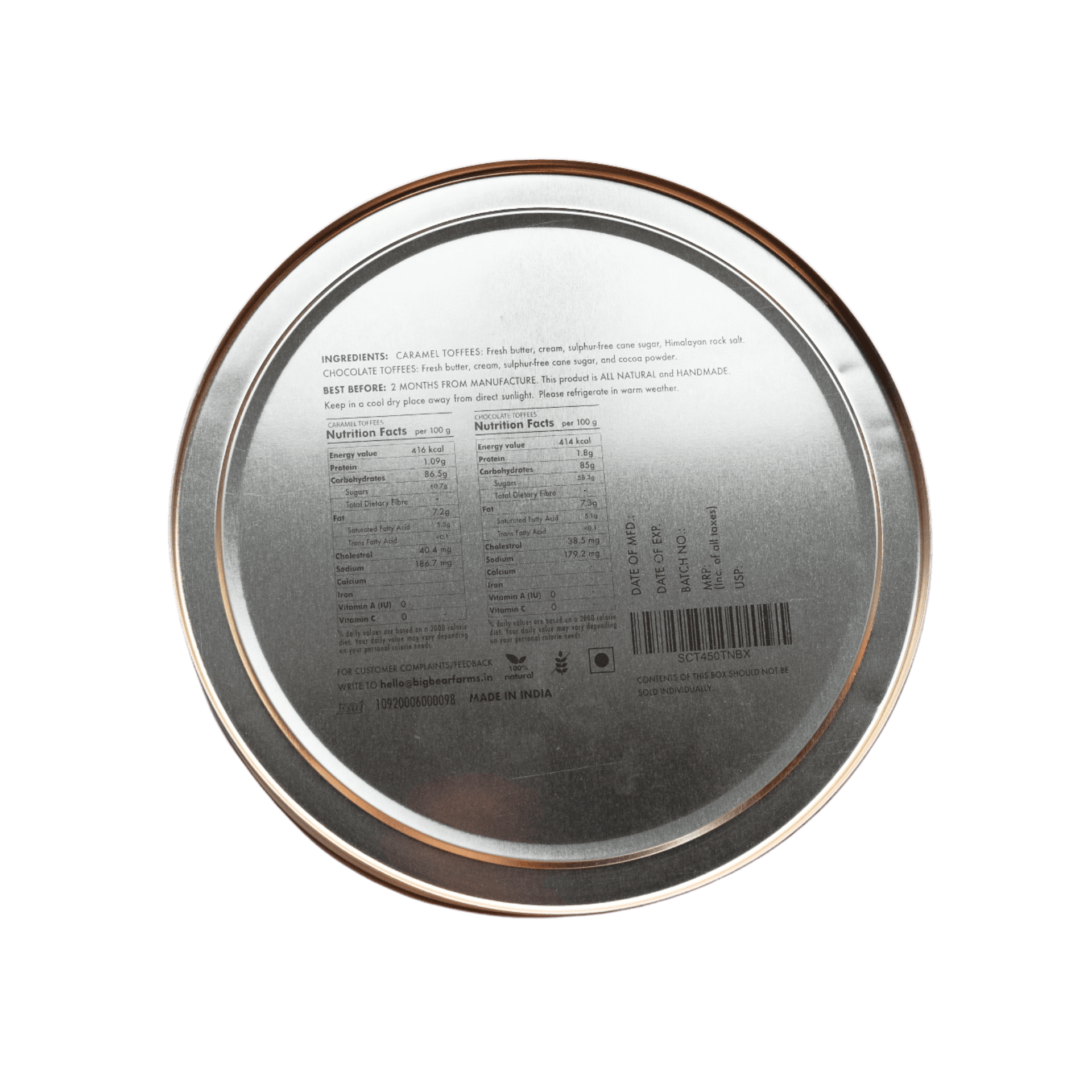 Toffee Tin - Assorted Caramel & Chocolate 600g - 40 pieces | Big Bear Farms