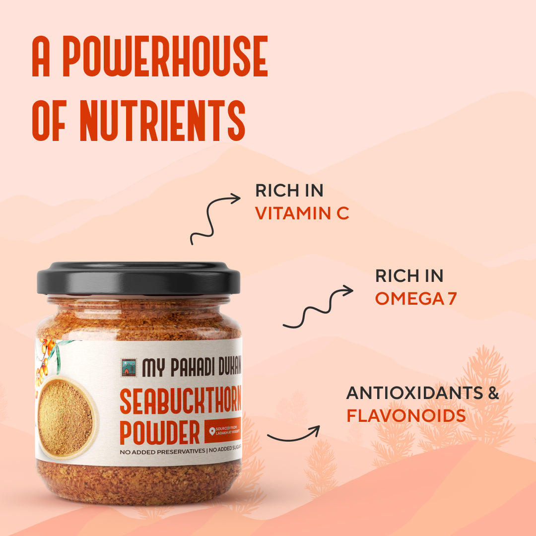 Sea Buckthorn Berry Powder - 100gms | My Pahadi Dukan