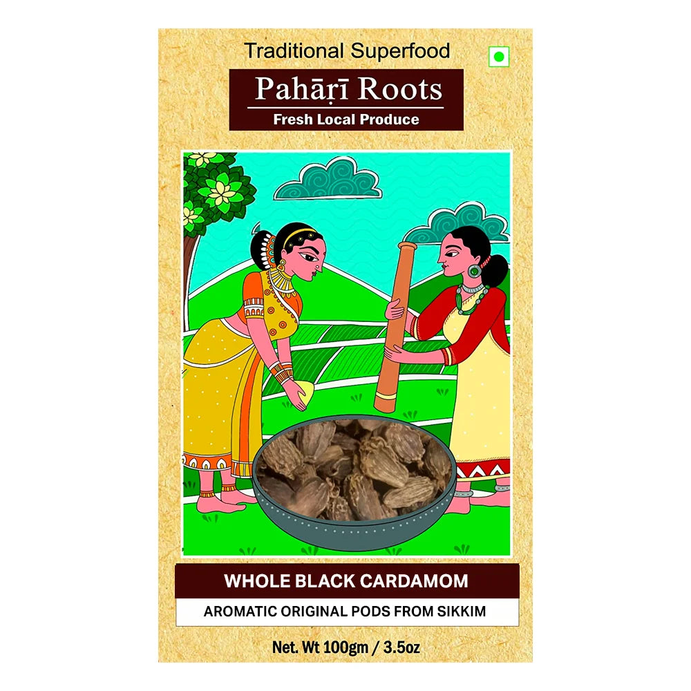 Whole Black Cardamom from Sikkim (Badi Elaichi) - 100gm | Pahari Roots