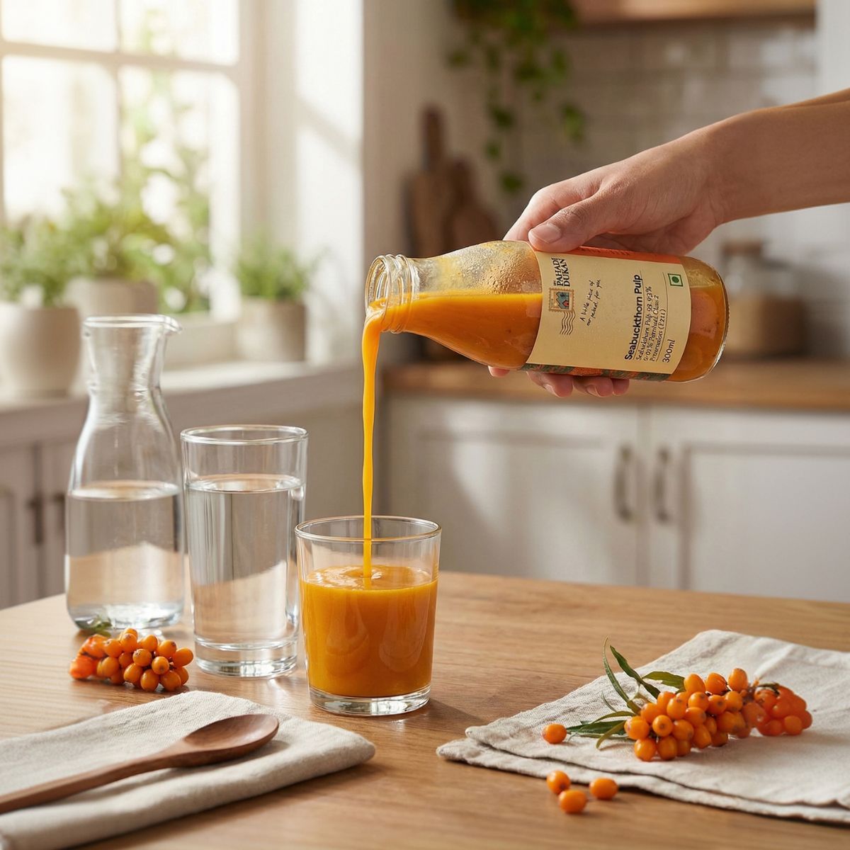 Sea Buckthorn Pulp (Juice) (Rich in Vitamin C, Omega 3,6,7 and 9 and Antioxidants) | My Pahadi Dukan