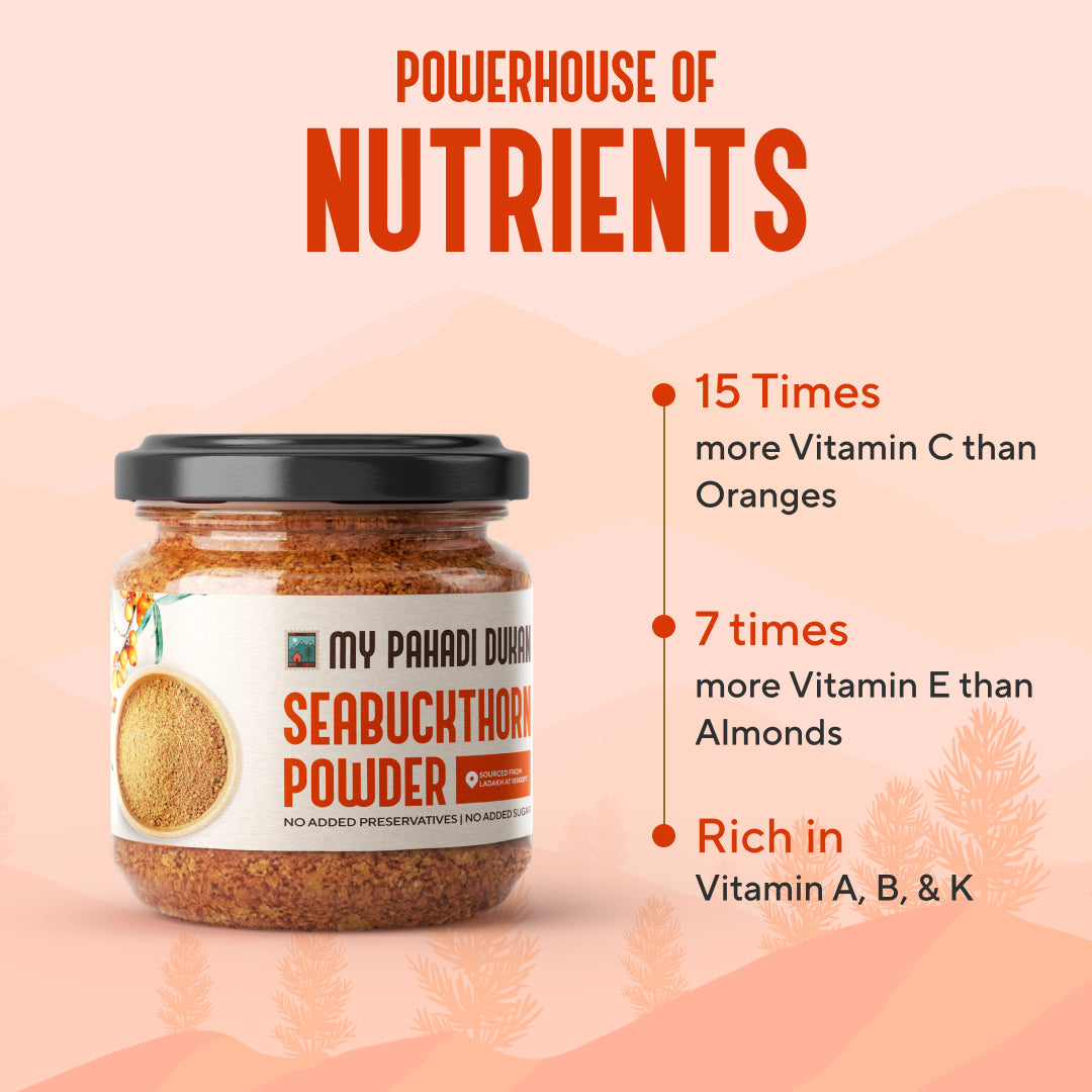 Sea Buckthorn Berry Powder - 100gms | My Pahadi Dukan