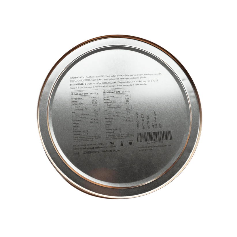 Chocolate Caramel Toffee Tin 600g - 40 pieces | Big Bear Farms