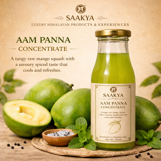 Luxury Aam Panna Concentrate (350ml, Makes 1.4ltr) | Premium Raw Mango Squash | Natural Kairi Sharbat | Summer Drink Concentrate | Mocktail & Cocktail Mixer | No Artificial Colours or Flavours | Sustainable Packaging | Saakya