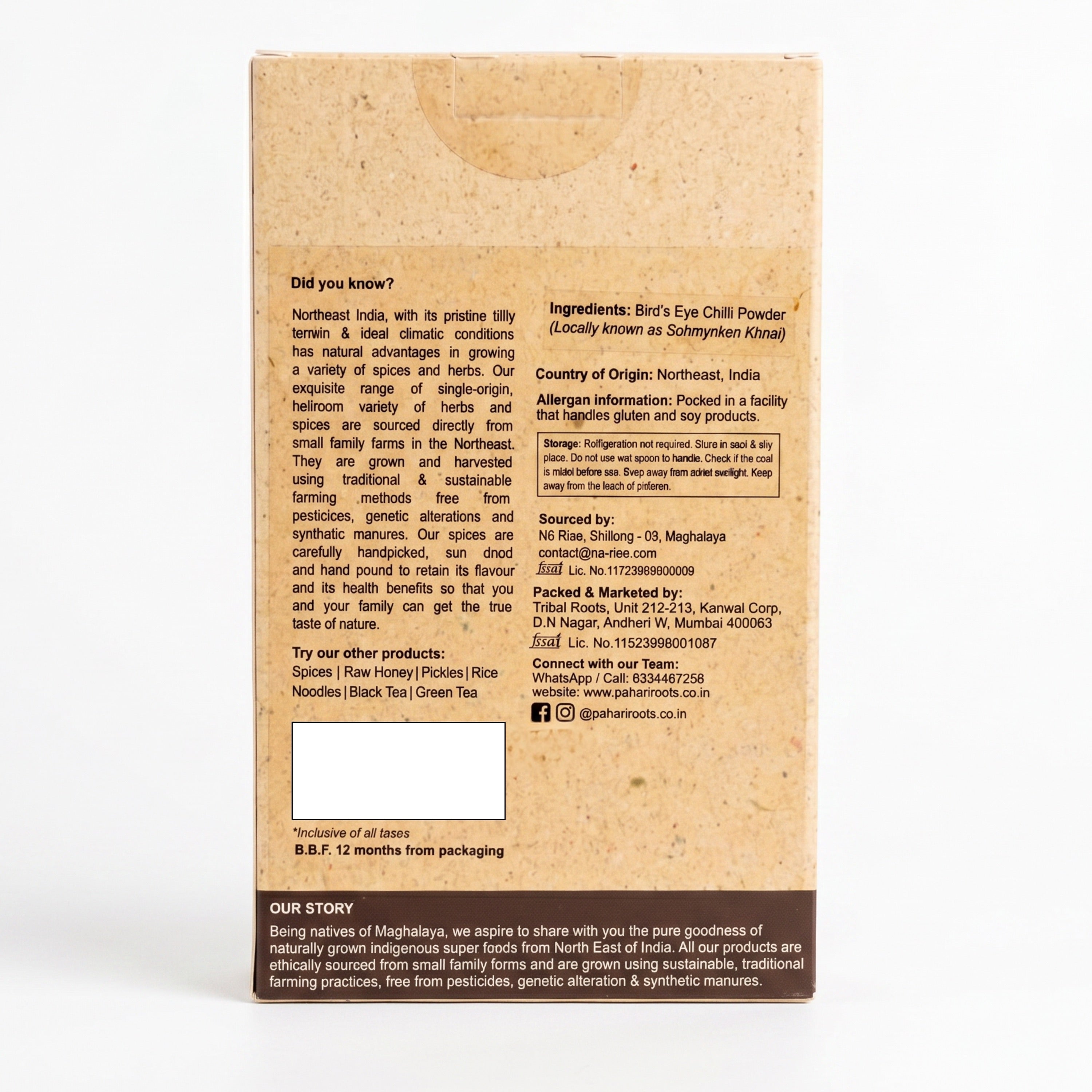 Hand Pound Bird's Eye Chilli Powder with Flakes 100gms | Pahari Roots