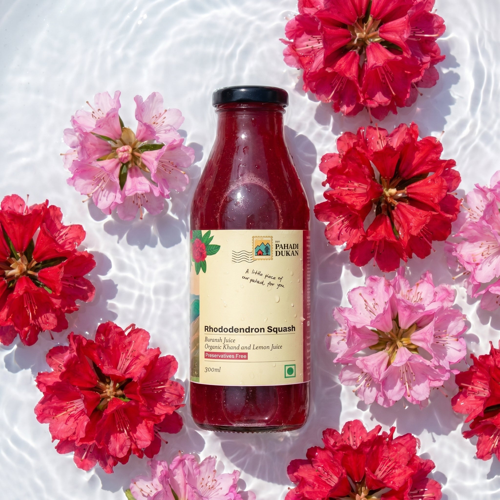 Buransh Sanjivni Flower Juice (Rhododendron Squash) - 300ml | My Pahadi Dukan