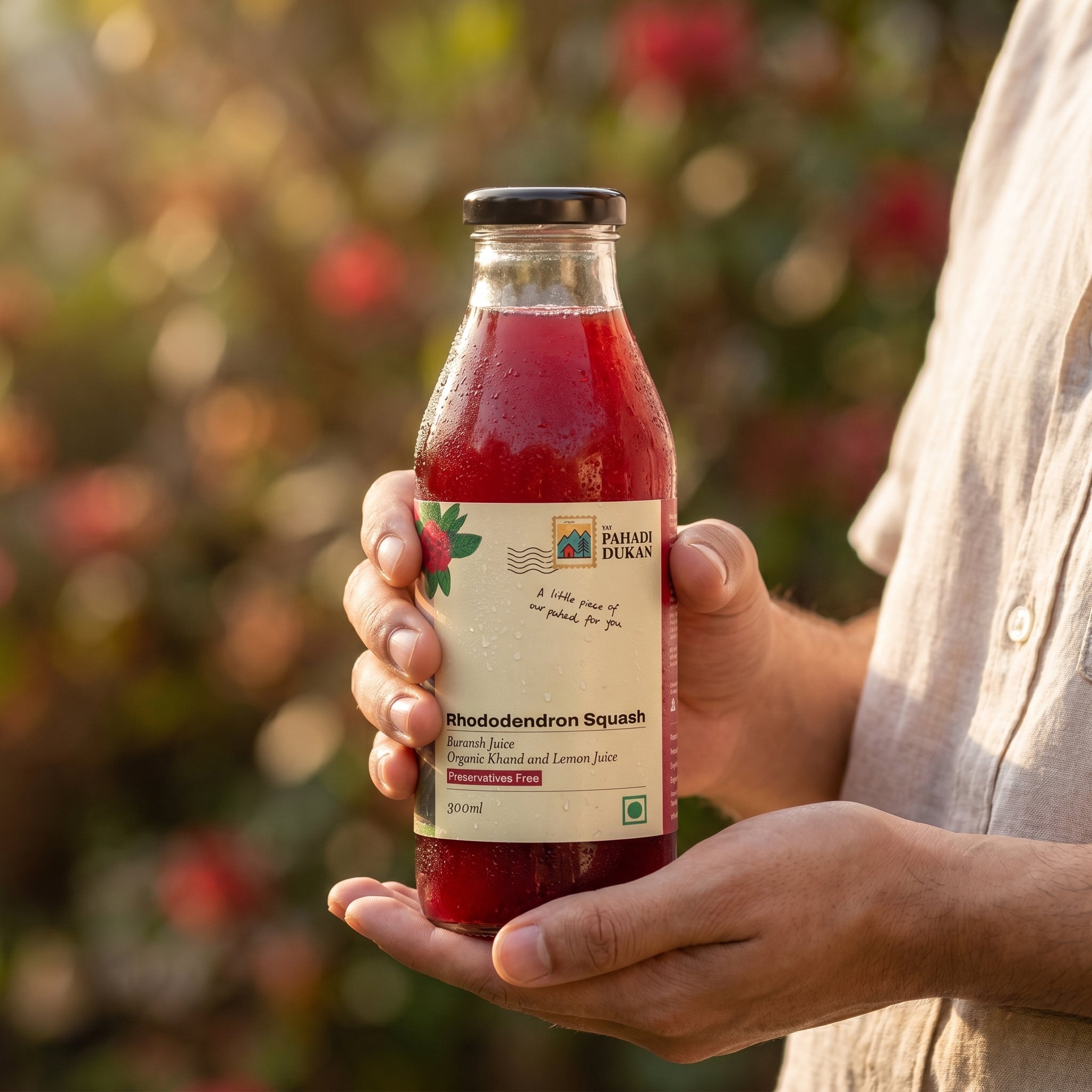 Combo Strawberry Lime Squash 300ml + Buransh Rhododendron Squash 300ml | My Pahadi Dukan
