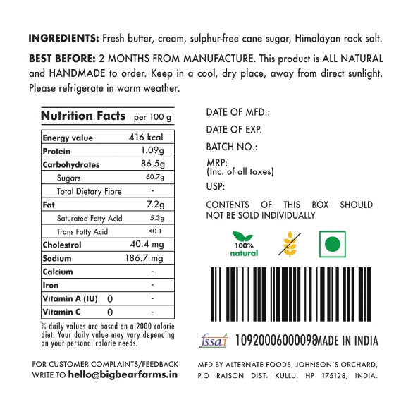 Caramel Toffee 300g | Big Bear Farms