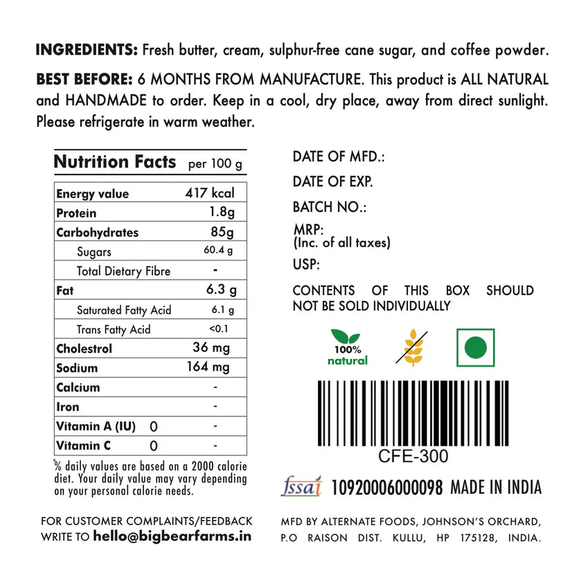 Coffee Caramel Toffee 300g 3 x PACK COMBO | Big Bear Farms