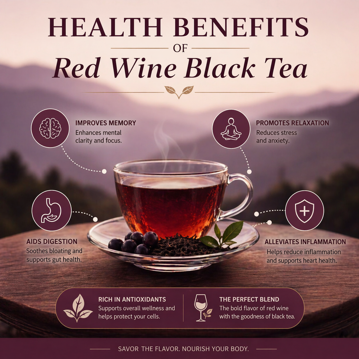 Combo Pack Red Wine Black Tea + Tulsi Lemongrass Green Tea | 50g Each | Saakya
