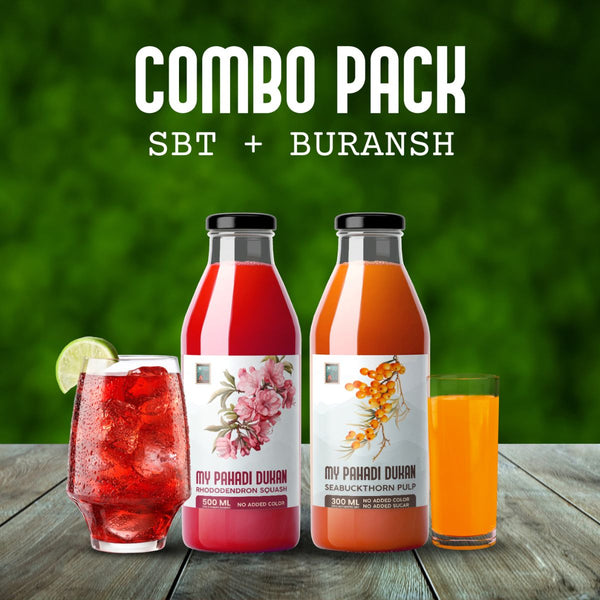 Combo Sea Buckthorn Pulp Juice (300ml) + Buransh (Rhododendron Squash) (400ml)