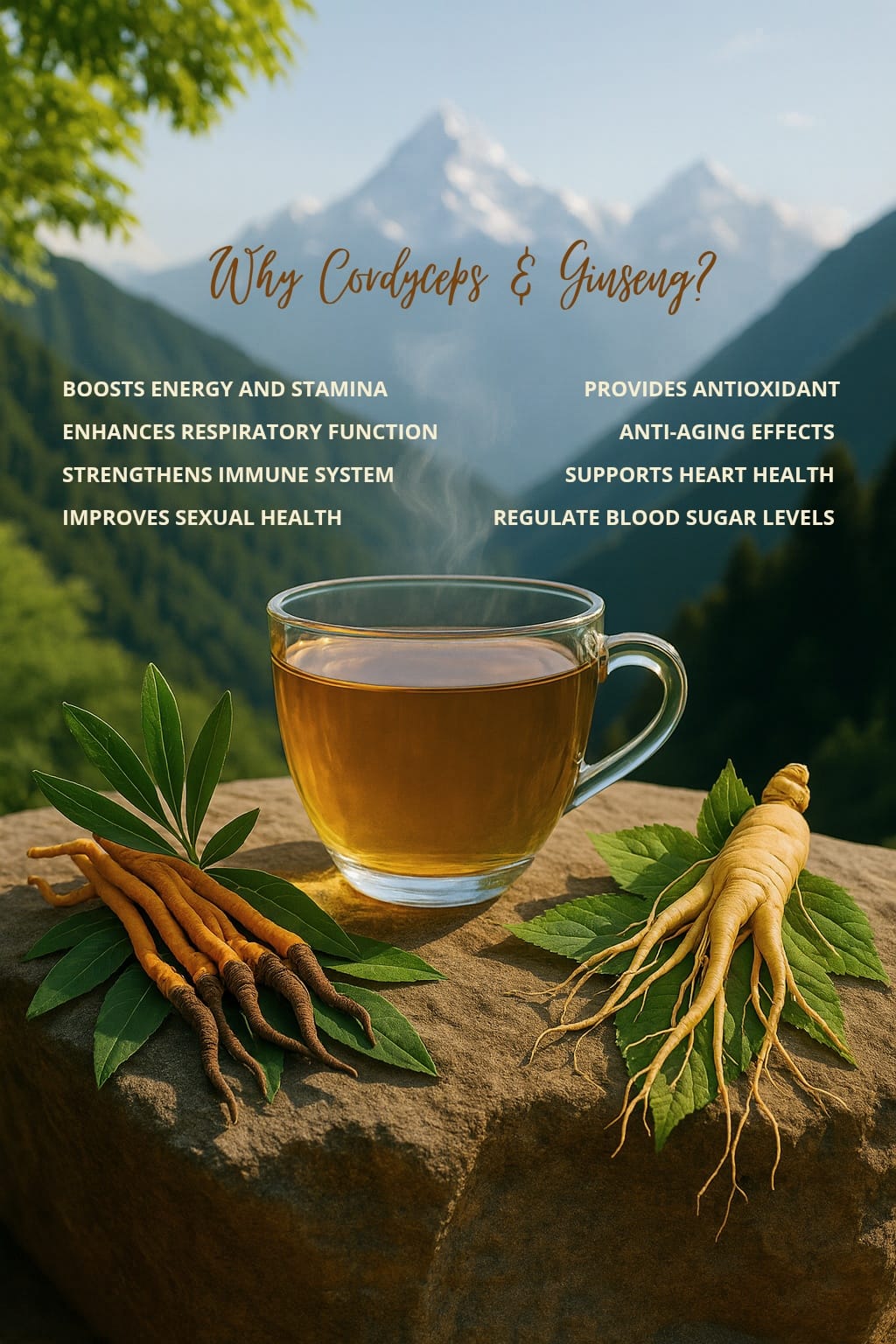 Himalayan Cordyceps Ginseng Herbal Tea | Bhutan Herbal Tea (2g x 14 tea bags)