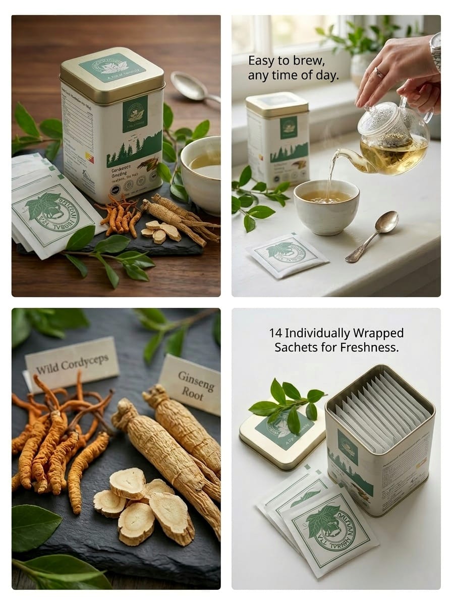 Himalayan Cordyceps Ginseng Herbal Tea | Bhutan Herbal Tea (2g x 14 tea bags)