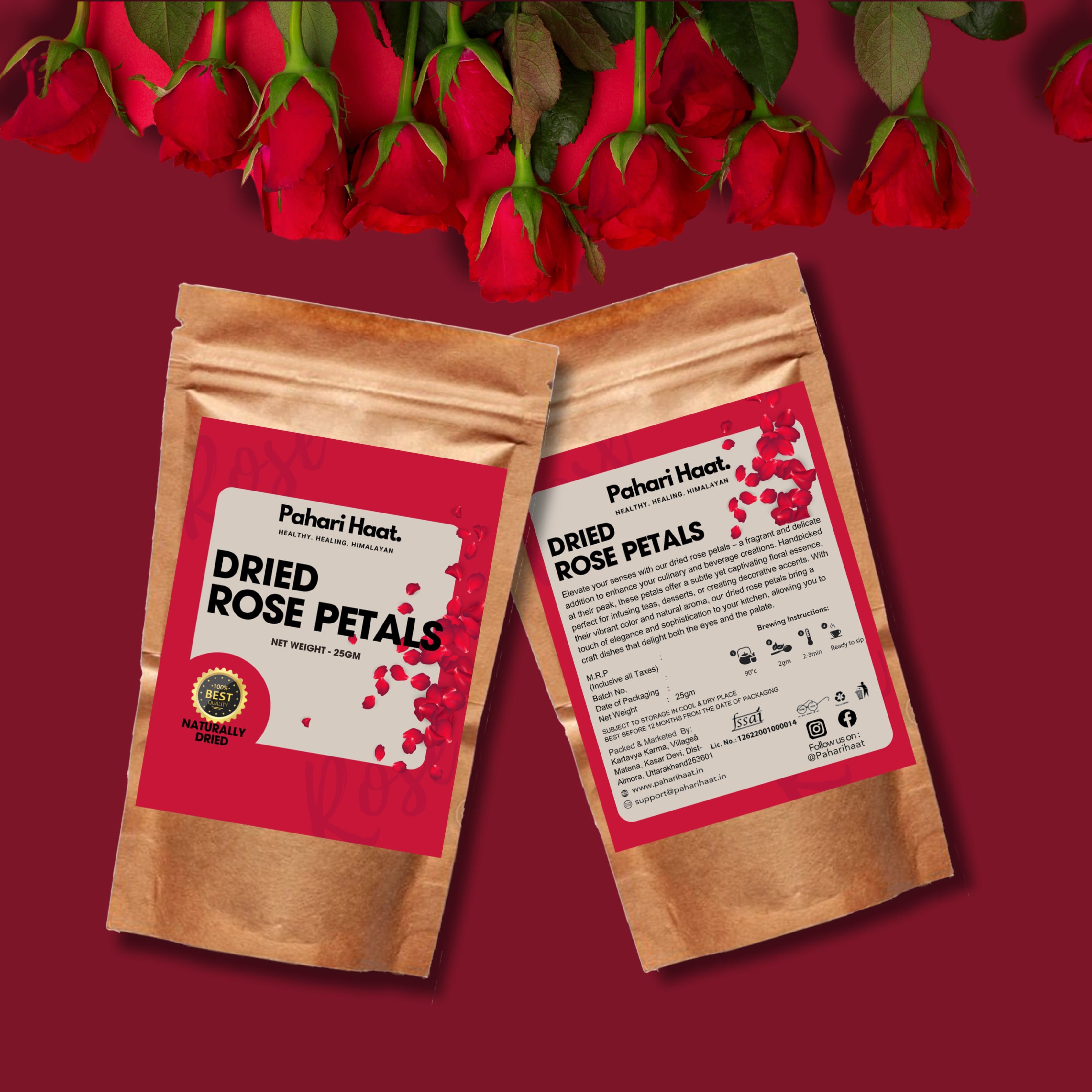 Dried Rose Petals - 30gms | Pahari Haat