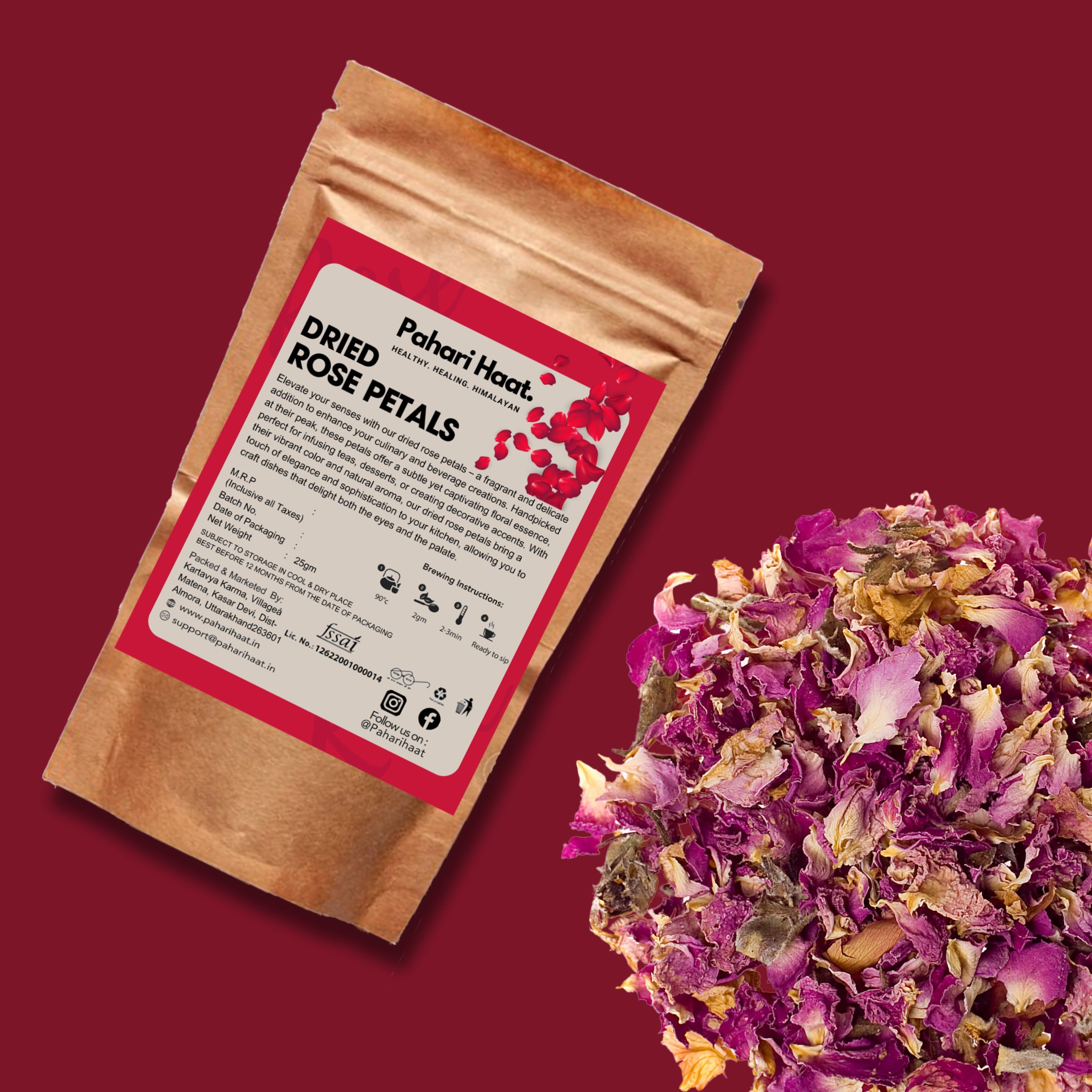 Dried Rose Petals - 30gms | Pahari Haat