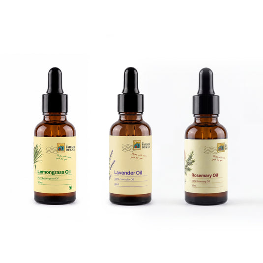 Lavender Rosemary Lemongrass Essential Oil combo by My Pahadi Dukan
