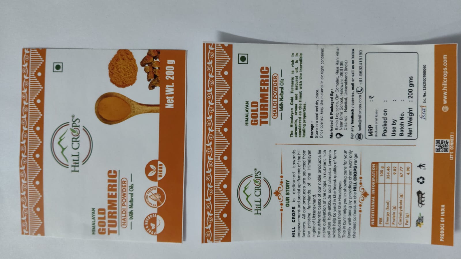 Himalayan Gold Turmeric Powder - 200gms | Hill Crops