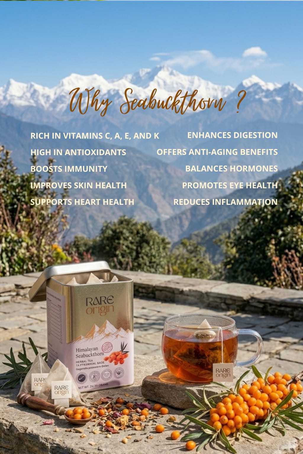 Himalayan Seabuckthorn Herbal Tea (2g x 14 tea bags) | Bhutan Herbal Tea