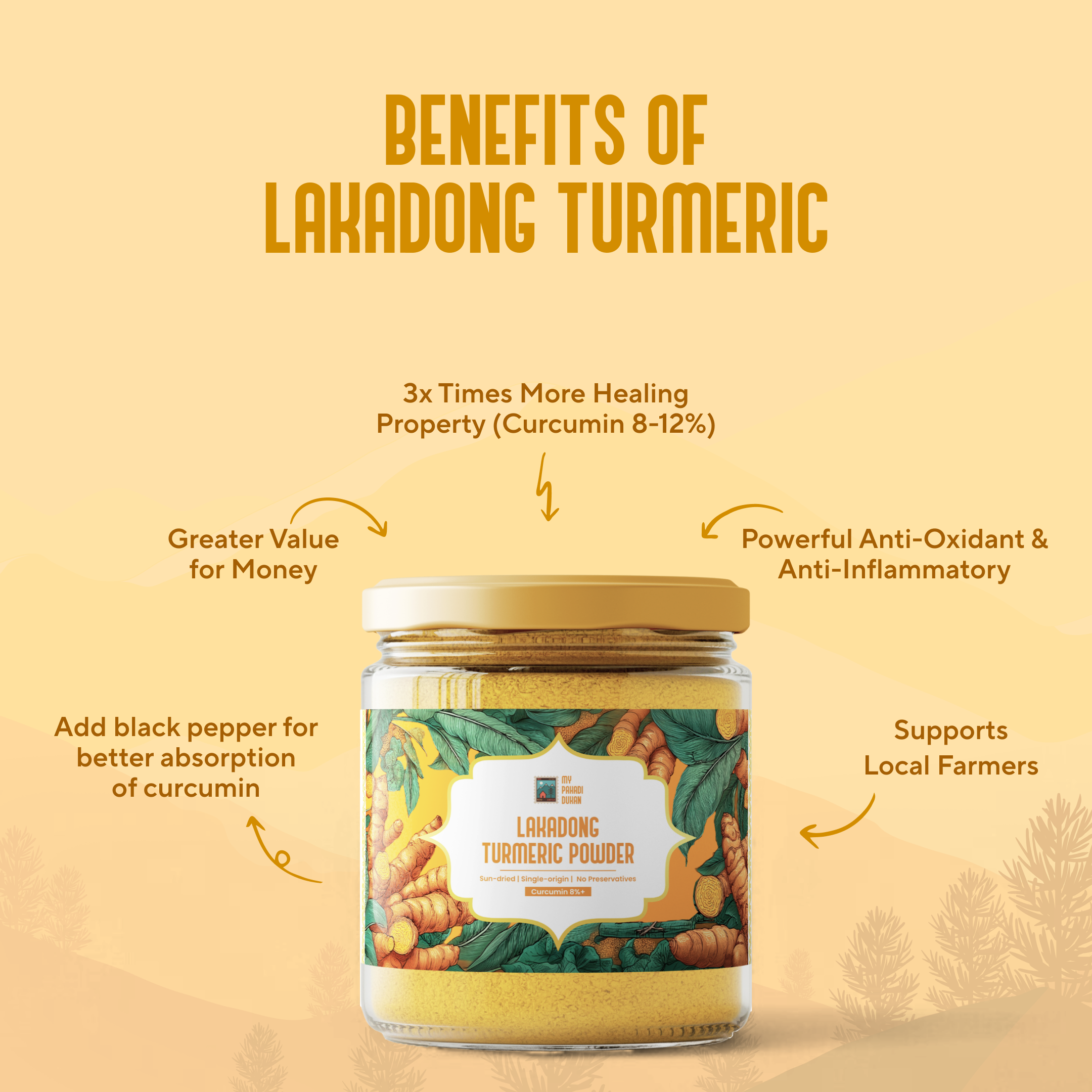 Lakadong Turmeric 8 – 10% Curcumin) - 100gms | My Pahadi Dukan