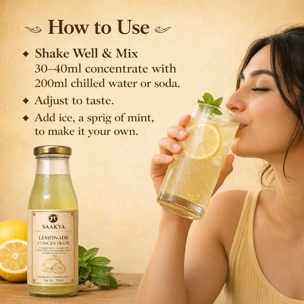 Luxury Lemonade Concentrate Squash (350ml, Makes 1.4L) | Small-Batch Citrus Elixir | Saakya