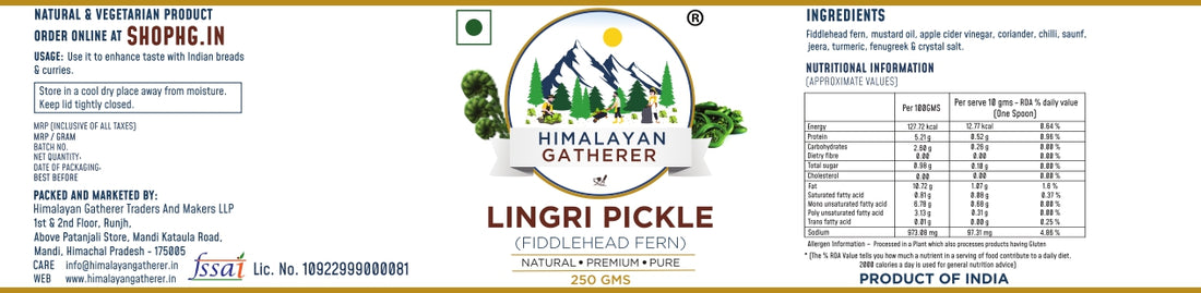 Fiddlehead Fern (Lingri) Pickle 250gms | Himalayan Gatherer