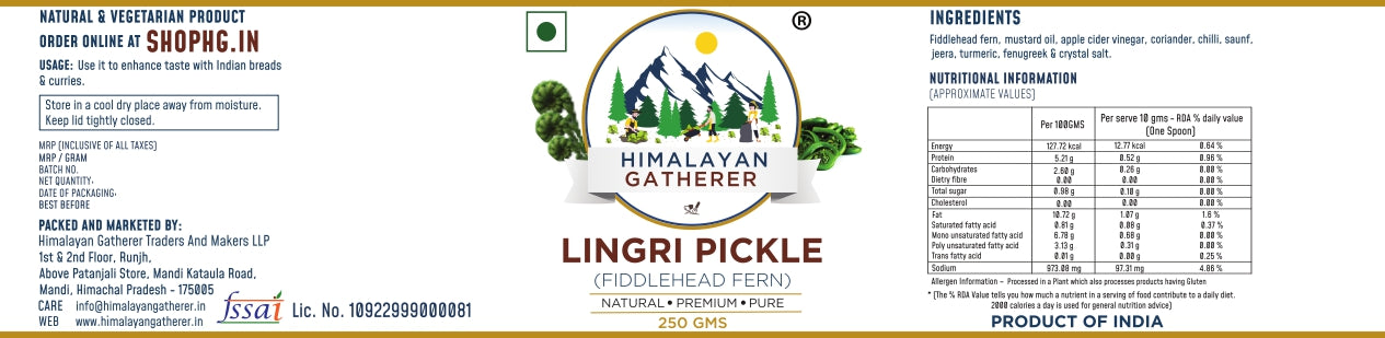 Fiddlehead Fern (Lingri) Pickle 250gms | Himalayan Gatherer
