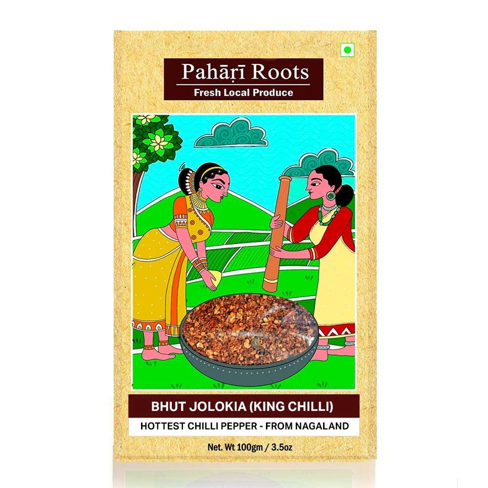 Bhut Jolokia Powder with Flakes (Ghost Pepper Chilli Powder) | Pahari Roots