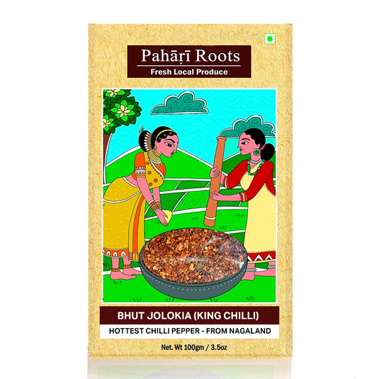 Bhut Jolokia Powder with Flakes (Ghost Pepper Chilli Powder) | Pahari Roots 50gms