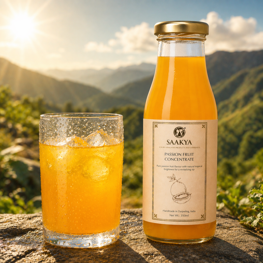 Luxury Passion Fruit Concentrate Squash (350ml, Makes 1.4ltr) | Premium Fruit Squash | Sharbat | Summer Drink Concentrate | Mocktail & Cocktail Mixer | No Artificial Colours or Flavours | Sustainable Packaging | Saakya