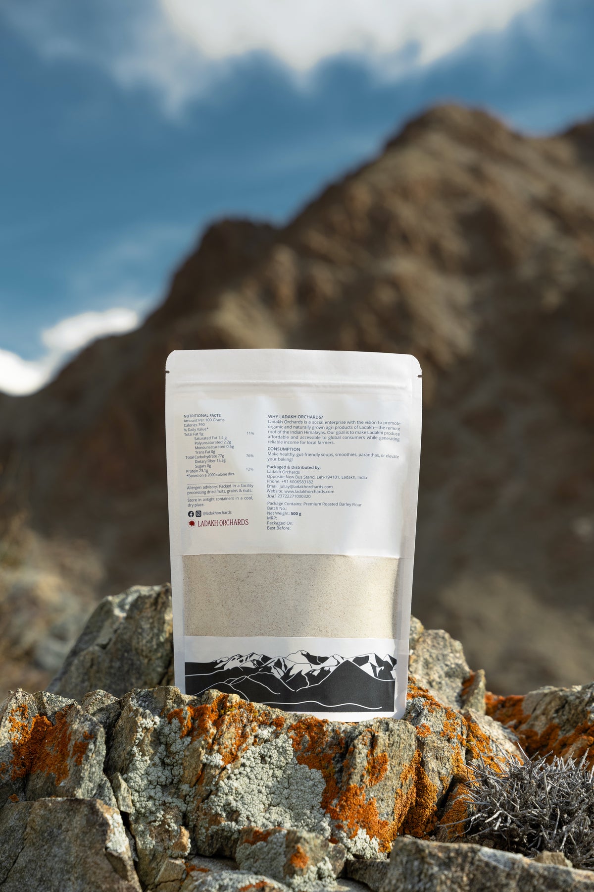 Premium Roasted Barley Flour | Water-milled & Chemical-Free - 500g | Ladakh Orchards