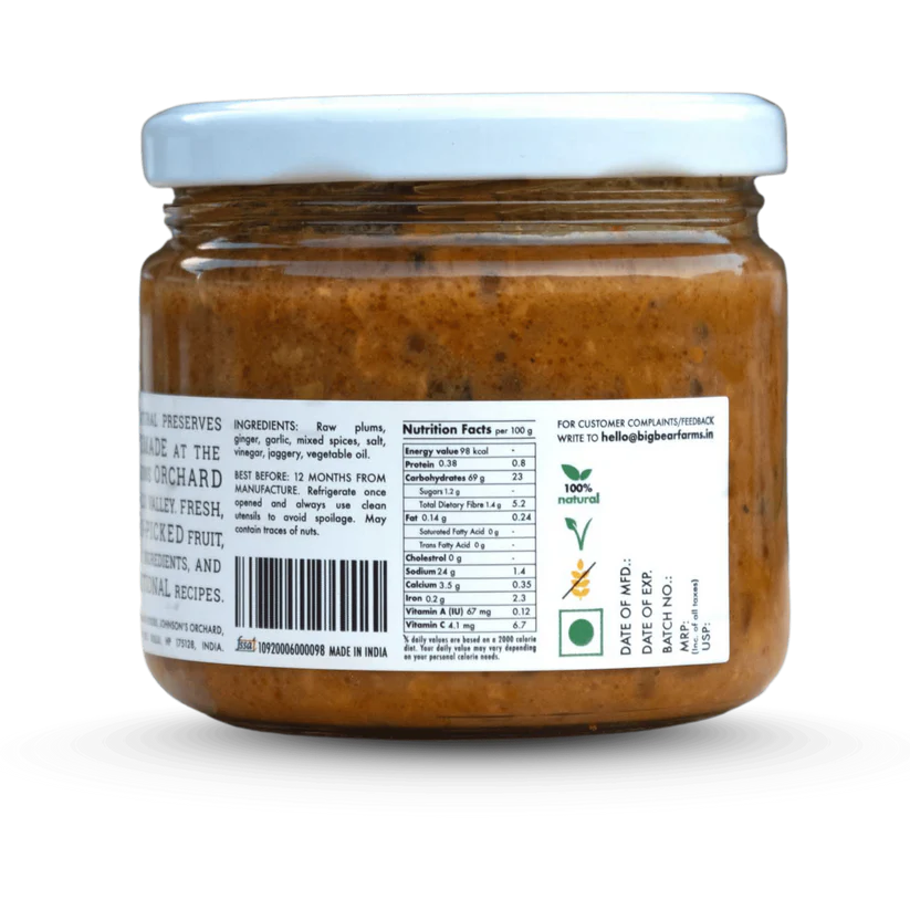 Raw Plum Pickle - 315gms | Big Bear Farms