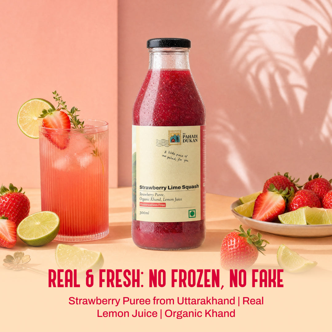 Strawberry Lime Squash - 300ml | My Pahadi Dukan