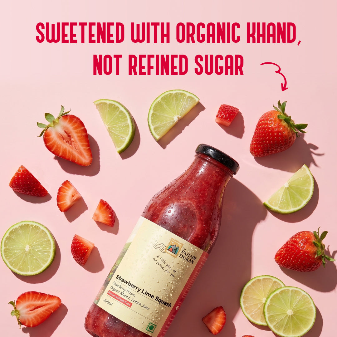Strawberry Lime Squash - 300ml | My Pahadi Dukan