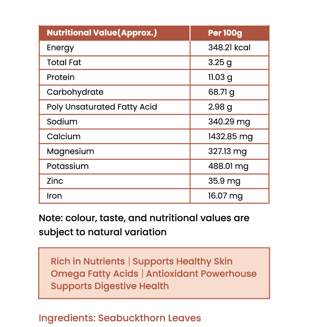 Pure Seabuckthorn Leaves - 50gms | My Pahadi Dukan