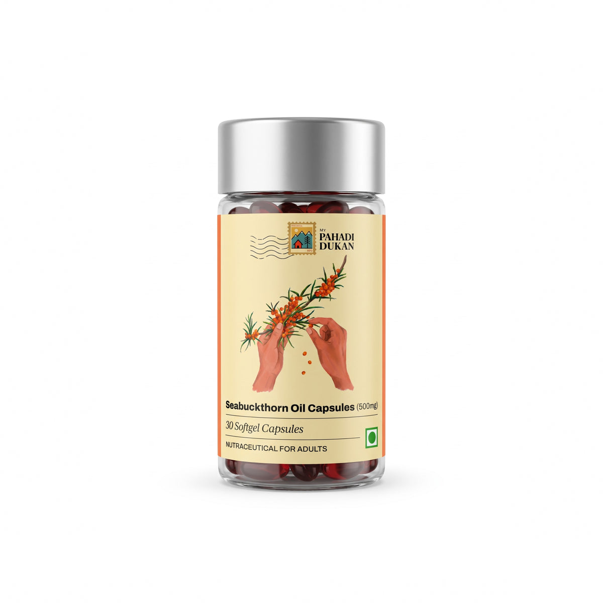 Seabuckthorn Oil Capsules (500mg Concentration) - 30 Capsules | My Pahadi Dukan