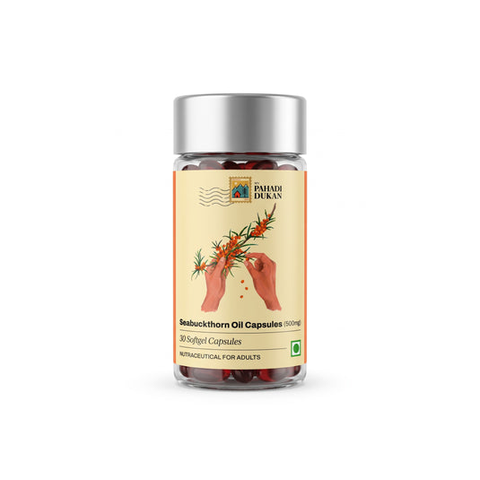 Seabuckthorn Oil Capsules (500mg Concentration) - 30 Capsules | My Pahadi Dukan