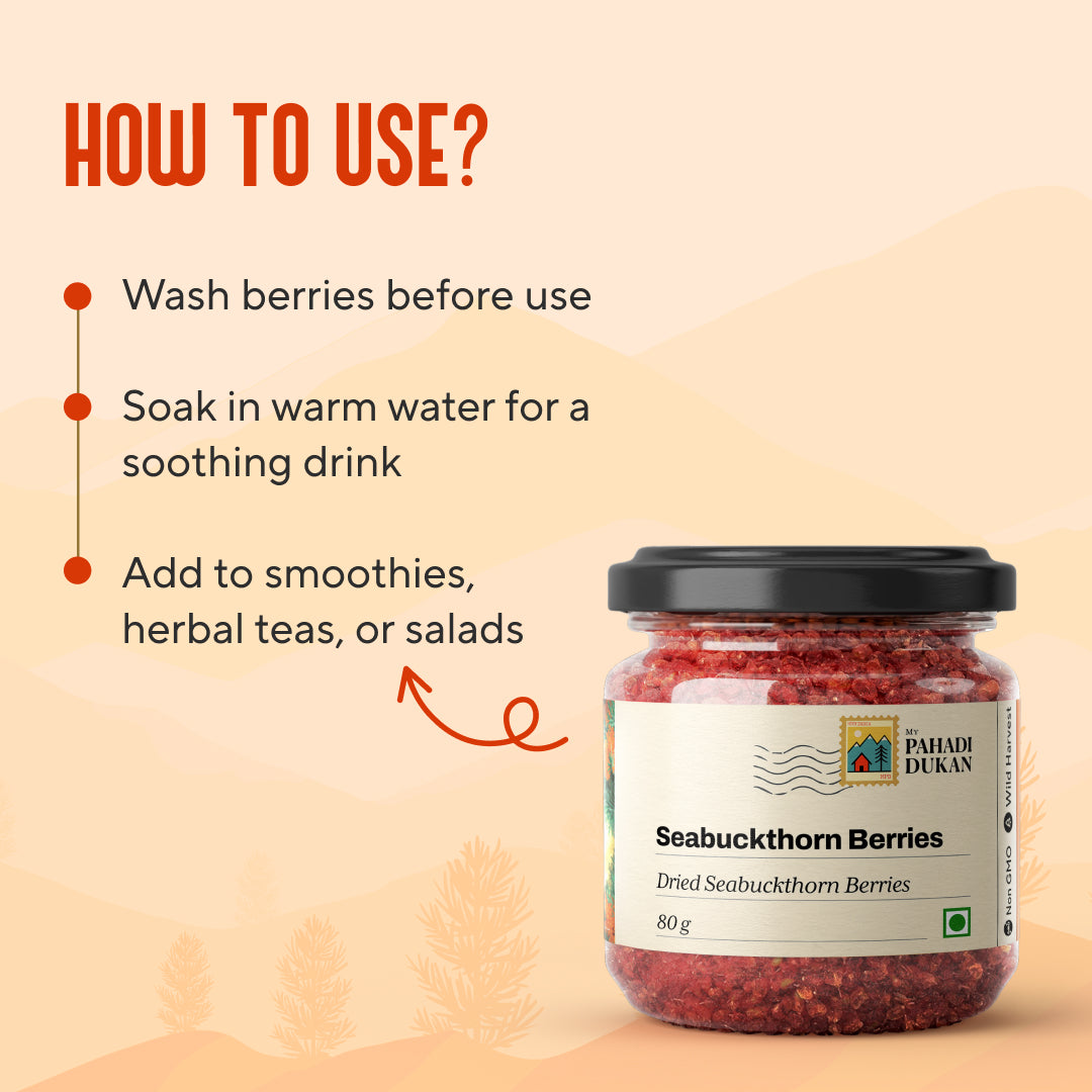 Premium Sea Buckthorn Berries (Dried Seabuckthorn) | My Pahadi Dukan