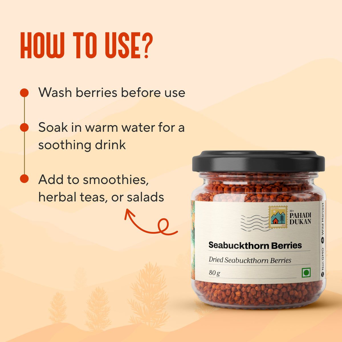 Premium Seabuckthorn Berries (Dried Seabuckthorn) | My Pahadi Dukan