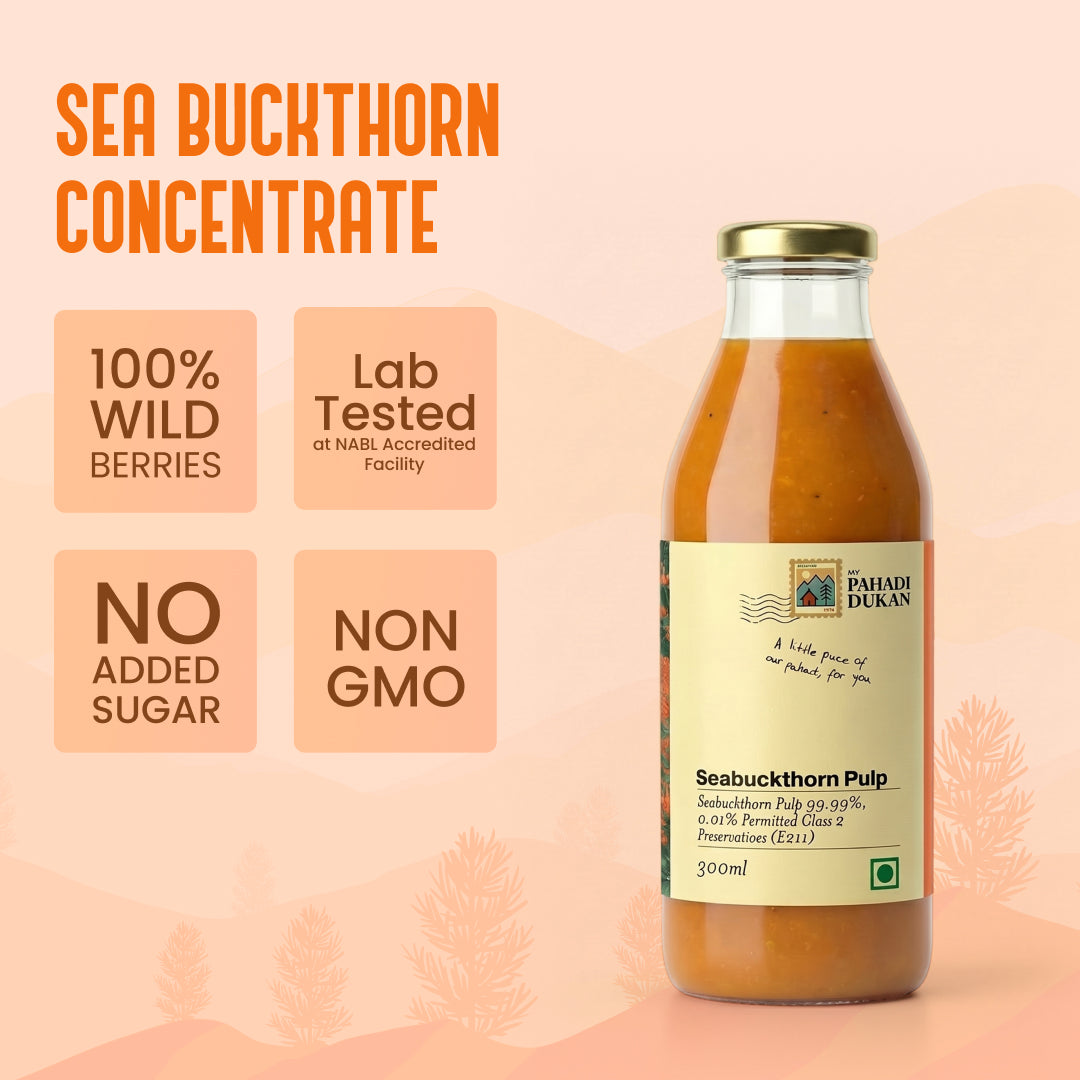 Sea Buckthorn Pulp (Juice) (Rich in Vitamin C, Omega 3,6,7 and 9 and Antioxidants) | My Pahadi Dukan