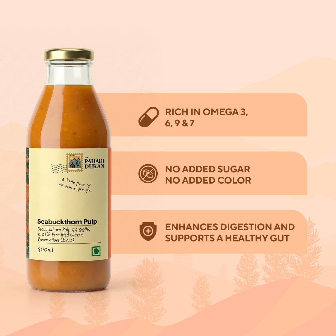 Sea Buckthorn Pulp (Juice) (Rich in Vitamin C, Omega 3,6,7 and 9 and Antioxidants) | My Pahadi Dukan