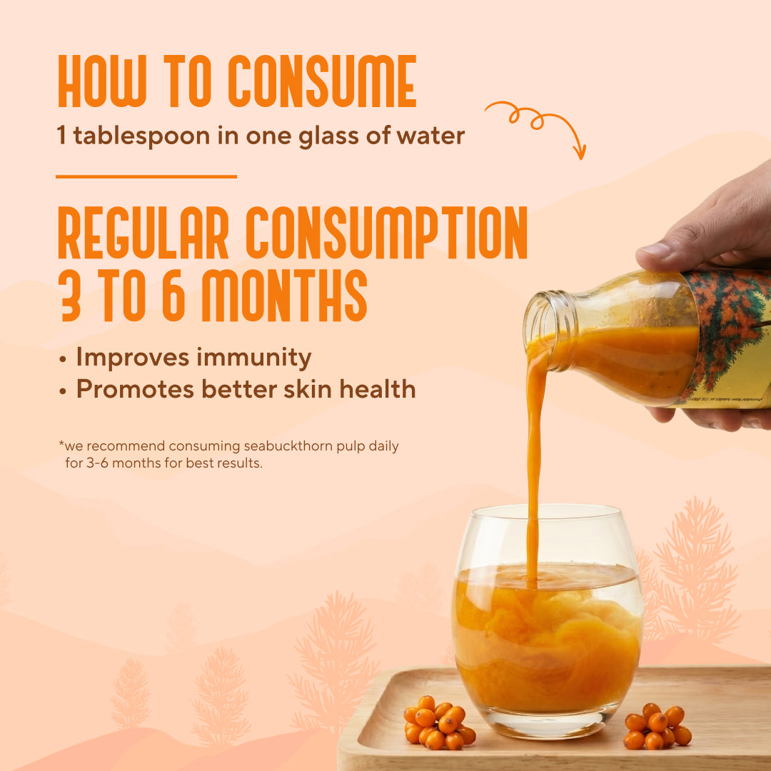 Sea Buckthorn Pulp (Juice) (Rich in Vitamin C, Omega 3,6,7 and 9 and Antioxidants) | My Pahadi Dukan