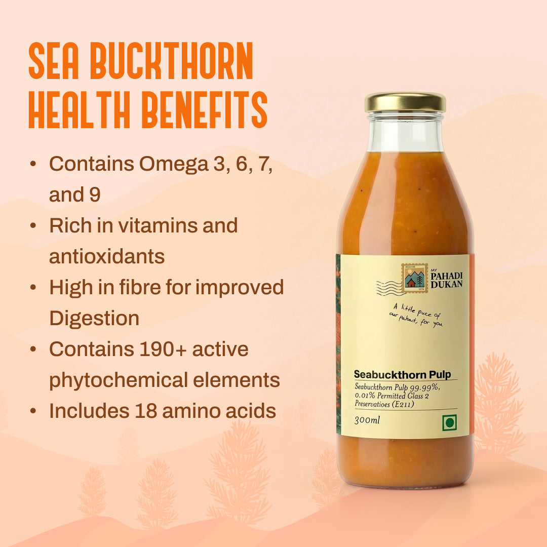 Sea Buckthorn Pulp (Juice) (Rich in Vitamin C, Omega 3,6,7 and 9 and Antioxidants) | My Pahadi Dukan