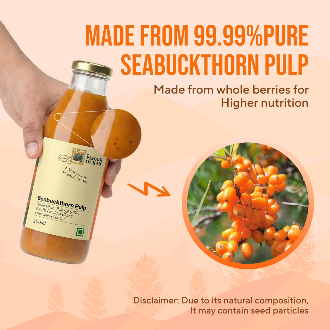 Sea Buckthorn Pulp (Juice) (Rich in Vitamin C, Omega 3,6,7 and 9 and Antioxidants) | My Pahadi Dukan