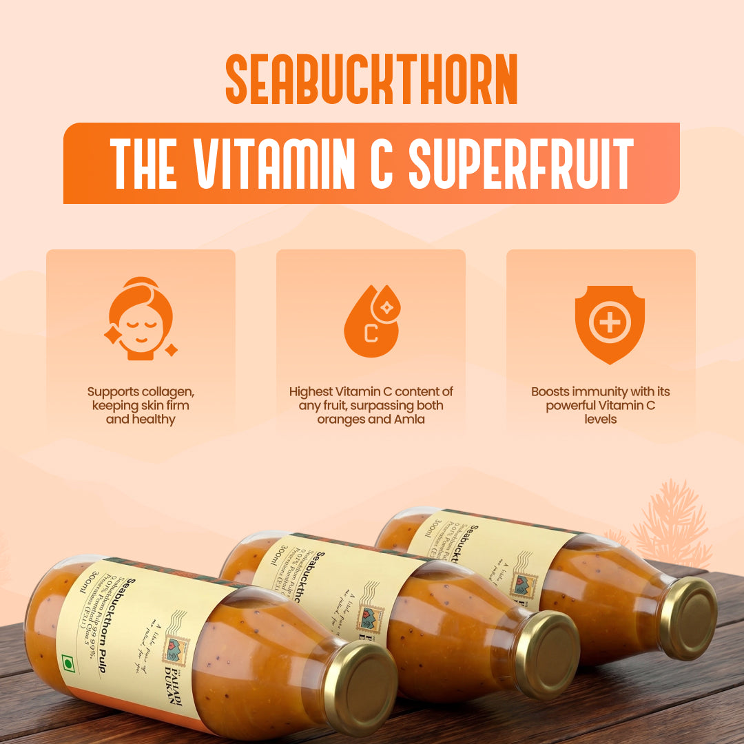 Sea Buckthorn Pulp (Juice) (Rich in Vitamin C, Omega 3,6,7 and 9 and Antioxidants) | My Pahadi Dukan