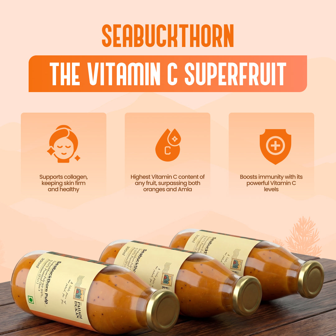 Sea Buckthorn Pulp (Juice) (Rich in Vitamin C, Omega 3,6,7 and 9 and Antioxidants) | My Pahadi Dukan