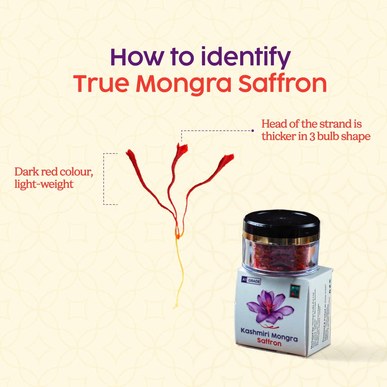 Lab-Certified Pure Kashmiri Saffron - Mongra Saffron (Kesar) | My Pahadi Dukan