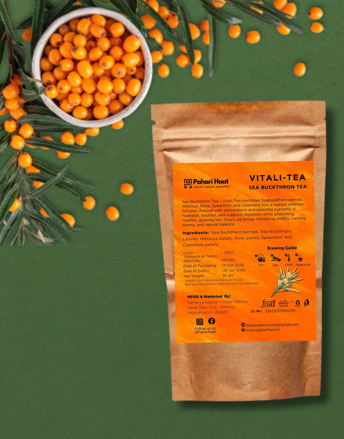 Vitali-Tea (Sea Buckthorn Tea) - 30gms | Pahari Haat