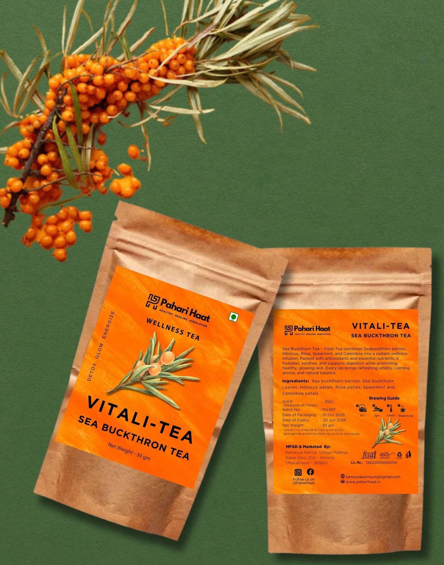 Vitali-Tea (Sea Buckthorn Tea) - 30gms | Pahari Haat