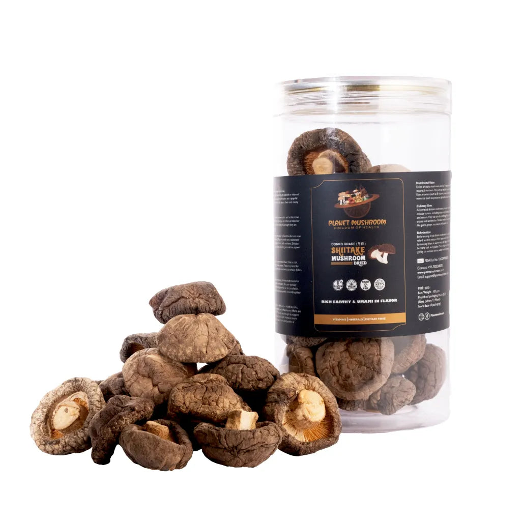 100% Pure Dried Shiitake Mushrooms – Box of 100g / 50 Servings
