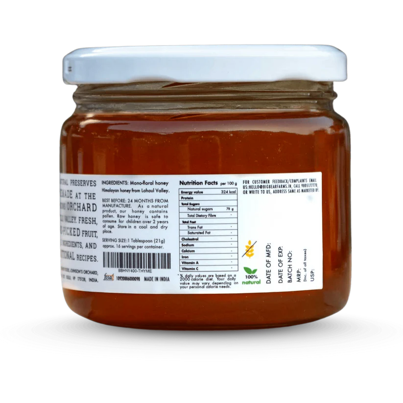 Thyme Honey 350g | Big Bear Farms